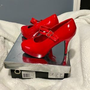 Ellie Red Platform Mary Jane Heels
